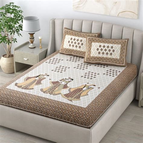 Living Roots Pure Cotton 180 TC King Size 1 Piece Double Bedsheet with ...