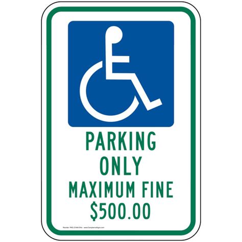 Ohio ADA Sign - Handicap Parking Only Maximum Fine $500.00 - Made in US