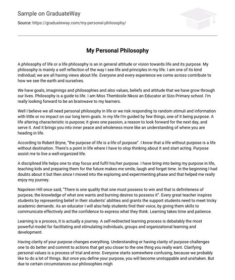 My Personal Philosophy - 509 Words | Free Essay Example on GraduateWay