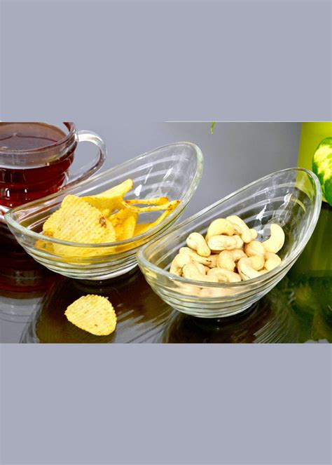 Get Boat Shaped Glass Snack Bowl - Set of 2 at ₹ 649 | LBB Shop