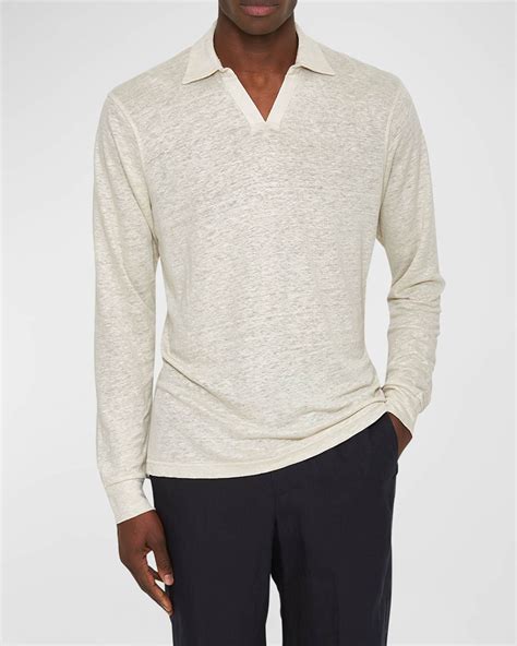 Orlebar Brown Men's Felix Slub Linen Polo Shirt | Neiman Marcus