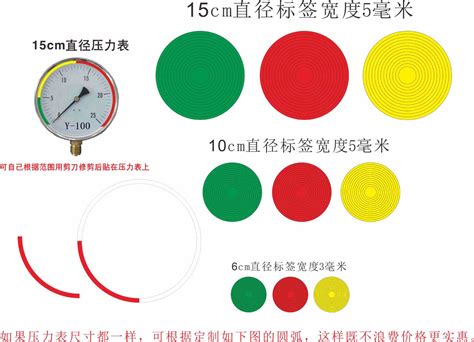压力表标识_红黄绿压力表标识/贴色环管道标示15公分圆形反光 - 阿里巴巴