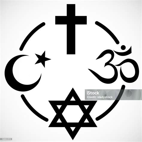 Religious Signs United In Circle Islam Christianity Hinduism Judaism ...