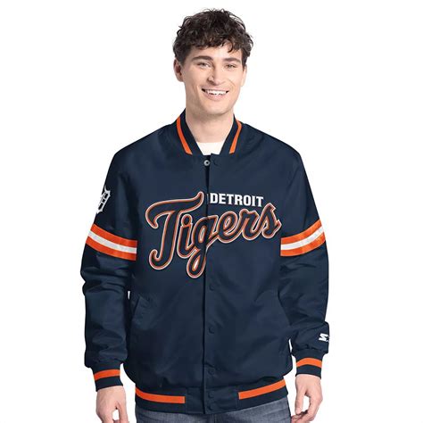 Men's Starter Navy Detroit Tigers Scout Full-Snap Varsity Jacket