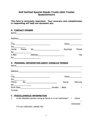 special needs trust template Doc Template | pdfFiller