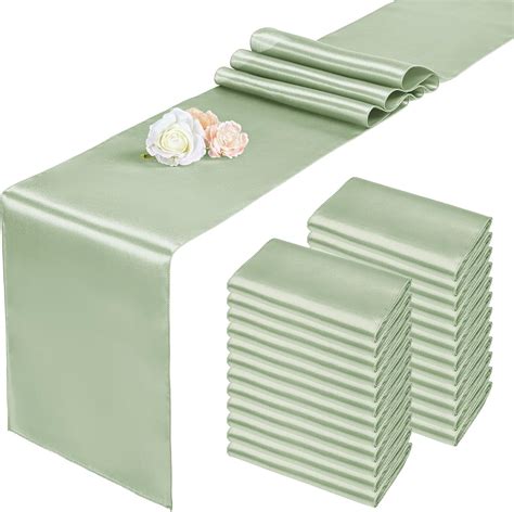 Sage Green Satin Table Runner at Helen Ball blog