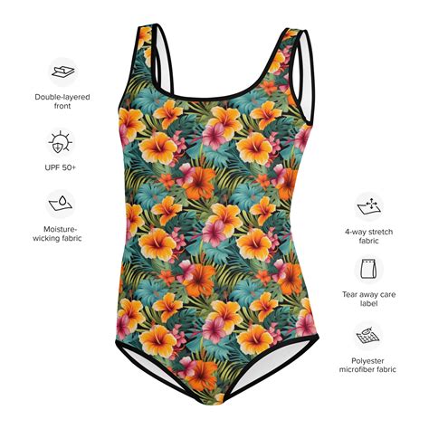 Tropical Splash: Vibrant Floral One-piece Teen Swimsuit - Etsy