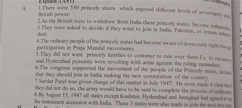 “integration of various princely states into the new India nation was a ...