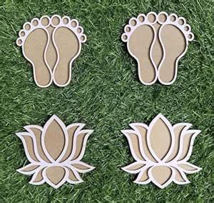 Lotus + Charan Rangoli Stencil Combo – 4 Inch MDF Wooden Reusable ...