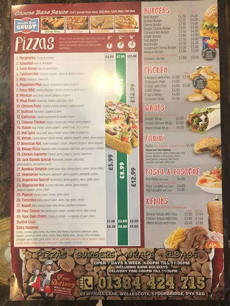 Menu at PIZZA VILLAGE pizzeria, Stourbridge