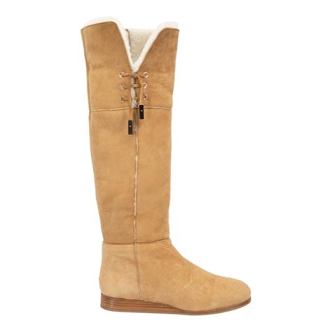 Jimmy Choo Women's Tan Suede Shearling Lined Knee High Boots For Sale ...