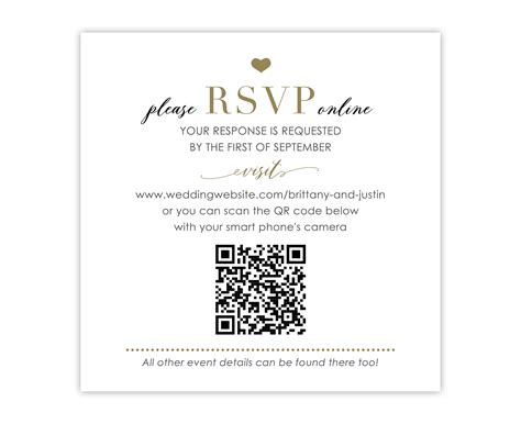 RSVP Card With QR Code for Online Response to Wedding Invitation ...