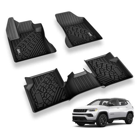 3W Floor Mats Fit for 2017-2024 Jeep Compass, TPE All Weather Custom ...