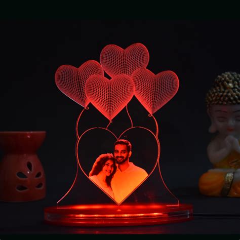 Personalized LED Illusion Heart Couple Lamp With Photo (16 Color Chang ...