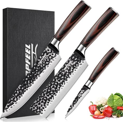 3PCS Chef Knife, Hand Forged High Carbon Stainless Steel Japanese Knife ...