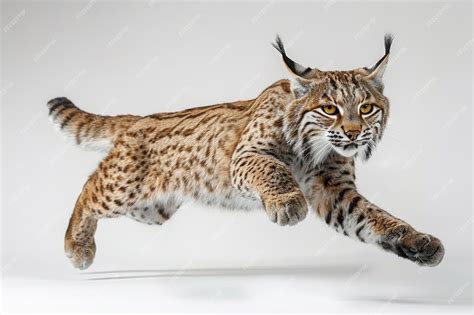Premium Photo | A bobcat leaping towards its prey