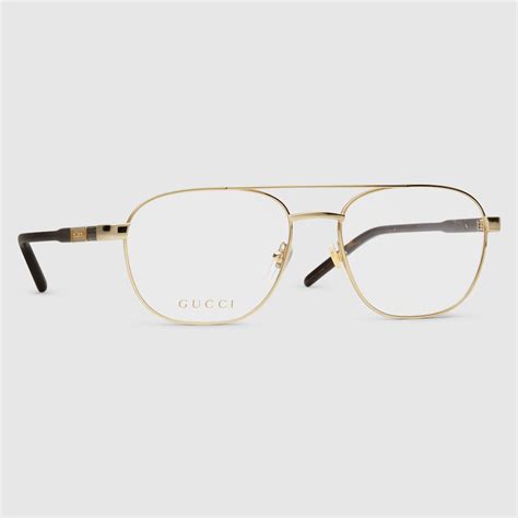 Rectangular optical frame in gold-toned | GUCCI® US