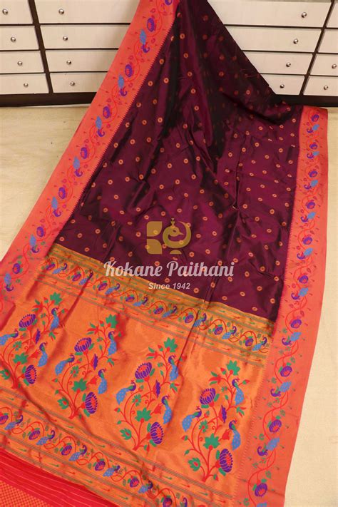 Peacock Lotus Brocade Paithani Saree – Kokane Paithani and Sons