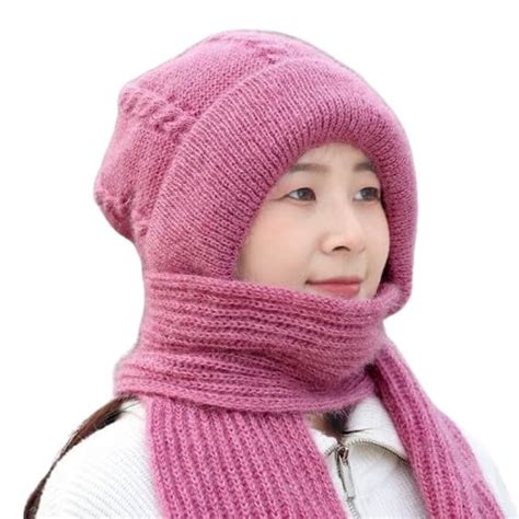 Buy 2 in 1 Windproof Scarf With Cap Integrated Ear Guard Hat Plus ...