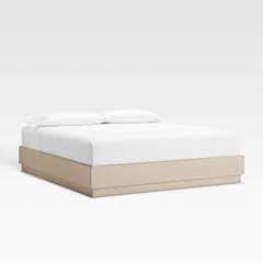 Batten White Oak King Plinth-Base Bed | Crate and Barrel UAE