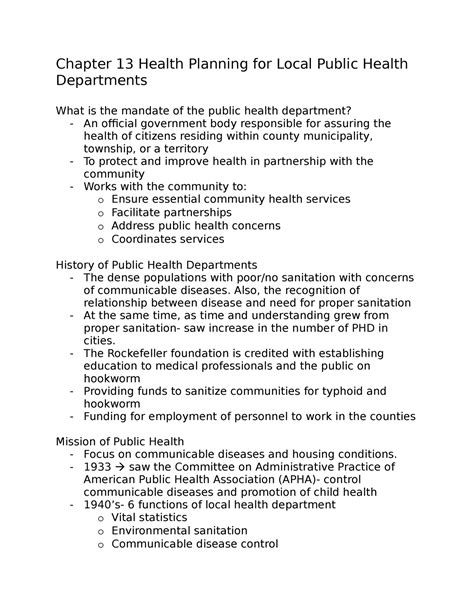 Module 2 - Chapter 13 - Lecture Notes - Chapter 13 Health Planning for Local Public Health - Studocu