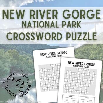Wander School: New River Gorge National Park Crossword Puzzle by ...