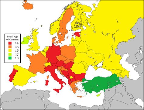 Legal Age of Consent Across Europe : r/MapPorn