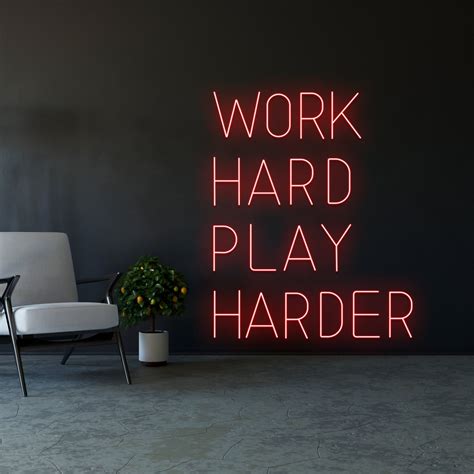 Handmadetneonsign Work Hard Play Harder Neon Light, Work Hard Play ...