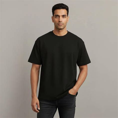 Men 100% Cotton Oversized T-Shirt Black – Attire Sense