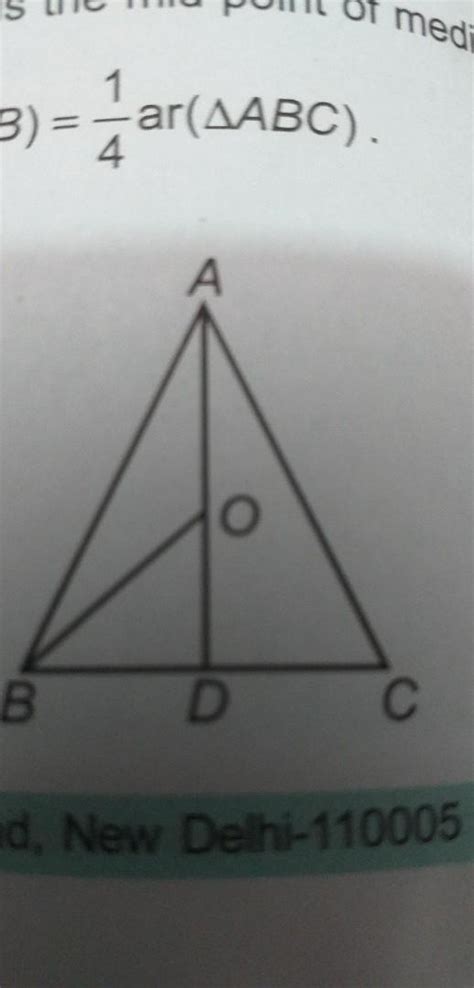 ️ ️ ️In triangle ABC O is the midpoint of median AD prove that area of ...