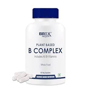 Brexhealth Plant Based Vitamin B Complex with B1, B2, B3, B5, B6, B9 ...