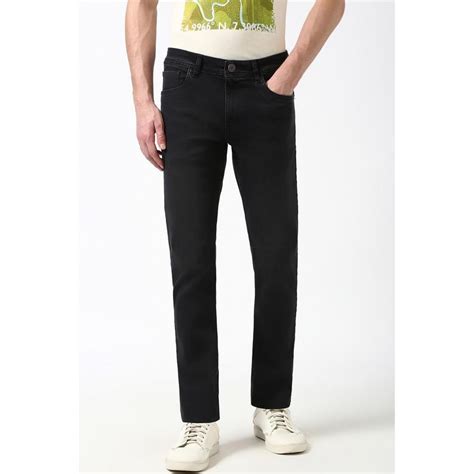 Buy Peter England Men Black Light Wash Slim Jeans Online