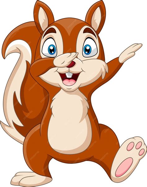 Cartoon lustige Eichhörnchen winkende Hand | Premium Vektor