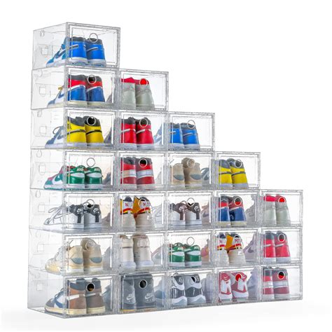 Buy MMBABY 12 Pack Shoe Storage Box Shoe Box Clear Plastic Stackable ...