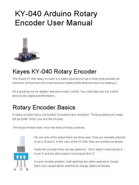 KY-040 Arduino Rotary Encoder User Manual | PDF | Switch | Electrical Engineering