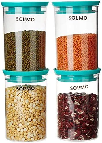 Buy Amazon Brand - Solimo Plastic Storage Container Set, 900 ml, Set of ...