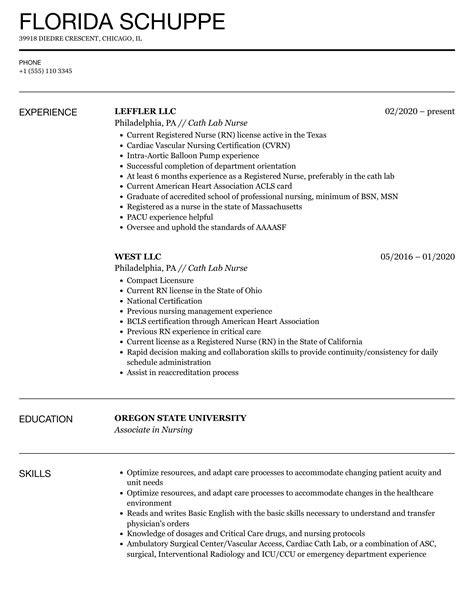 Image result for Cath Lab Tech Resume