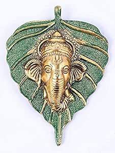 Buy JSK Collection Lord Ganesha on Green Leaf Metal Wall Hanging pan ...