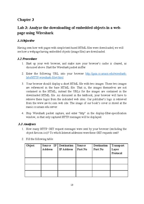 Lab 3 - Analyze the downloading of embedded objects in a web-page using ...