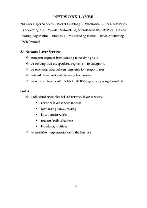 CN UNIT 3 - Network Layer Services & Protocols Notes - Studocu