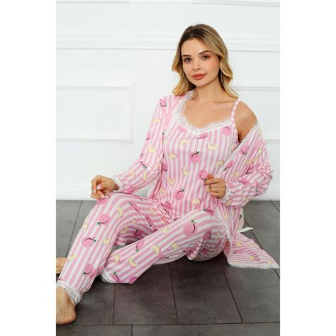 Satın alın 3pcs Lace Sleeveless Pajama and Shorts Sleepwear Set Women ...