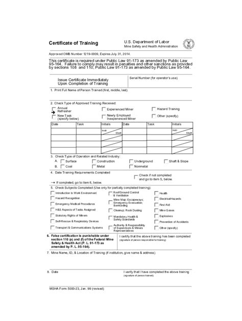 Msha 5000 23 - Fill Online, Printable, Fillable, Blank | pdfFiller
