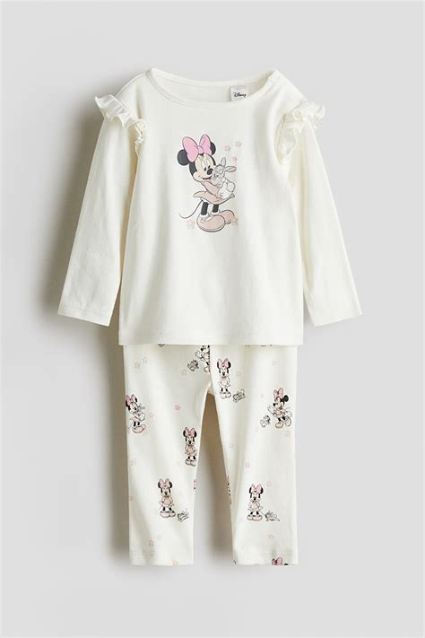 Printed cotton pyjamas - White/Minnie Mouse - Kids | H&M IN