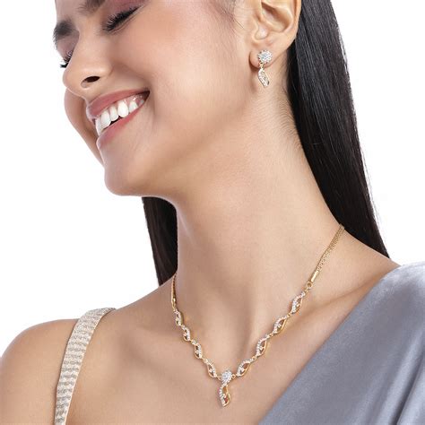 Buy Estele Gold Plated CZ Elegant Necklace Set for Women Online