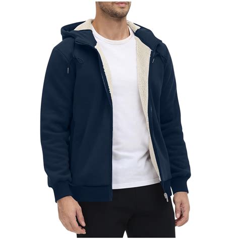 cocolona Mens Fleece Hoodies Casual Solid Color Full Zip Hooded ...
