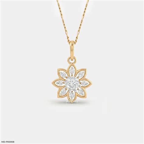 Solaris Diamond Petal Pendant 14K White Gold – Maiora Diamonds