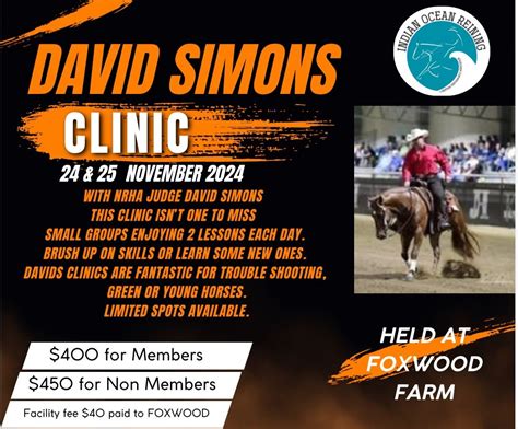 NRHA Judge David Simons 2 Day Clinic, Foxwood Farm Equestrian Centre ...