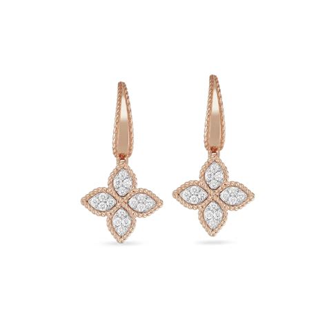 Roberto Coin Princess Flower 18ct Rose Gold Diamond Stud Earrings ...