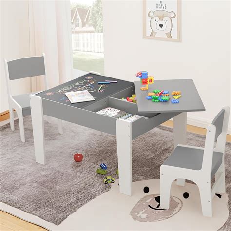 Amazon.com: Curipeer 4 in 1 Kids Table and 2 Chair Set, Table and ...