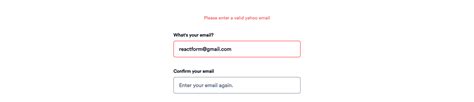 React JS Form Validation Example 的图像结果